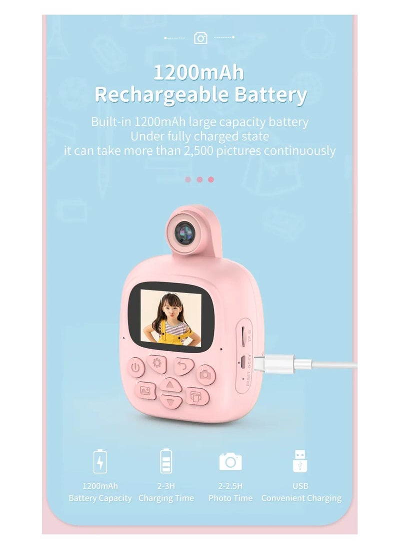 Kids Digital Camera with Instant Printing Portable Mini Camera Thermal Print Selfie Function And Two Inch Instant Print Feature For Children And Pocket Sized Fun
