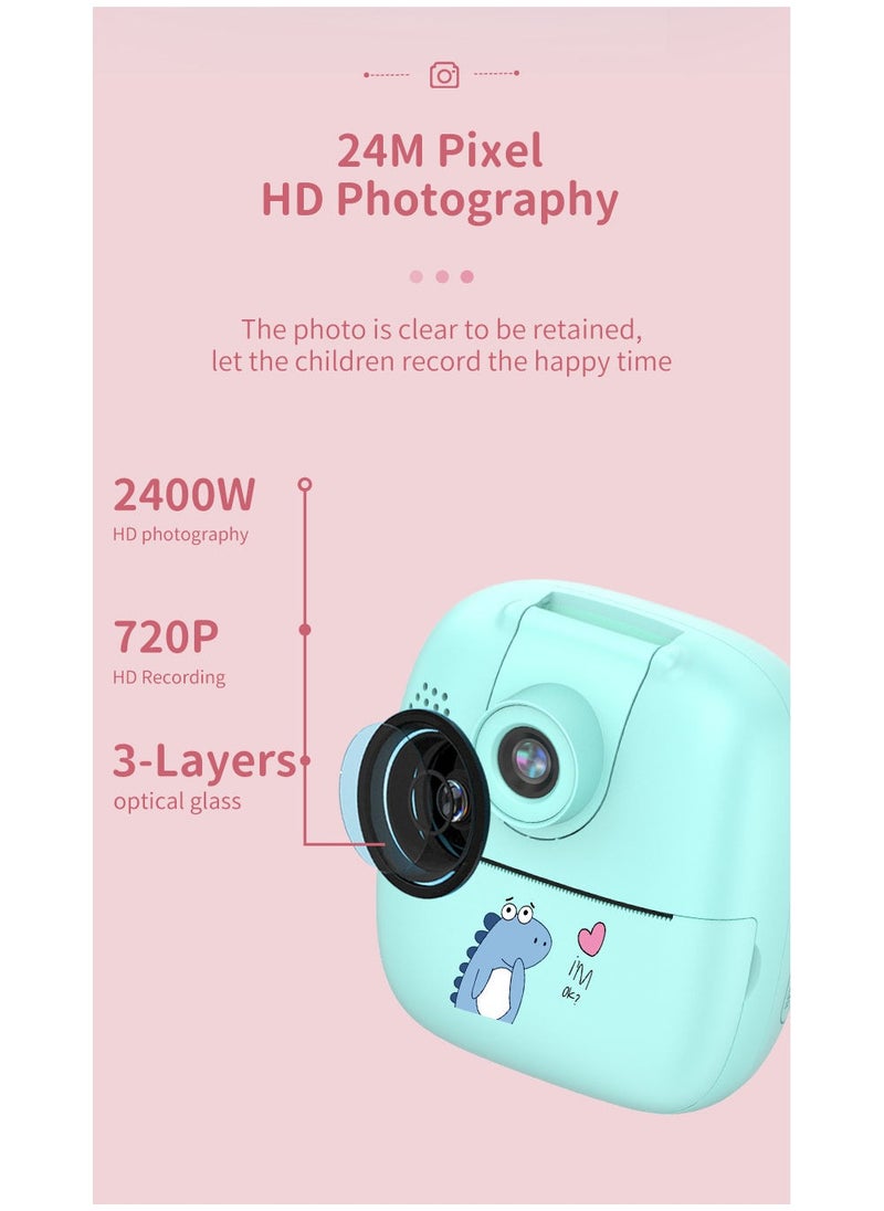 Kids Digital Camera with Instant Printing Portable Mini Camera Thermal Print Selfie Function And Two Inch Instant Print Feature For Children And Pocket Sized Fun