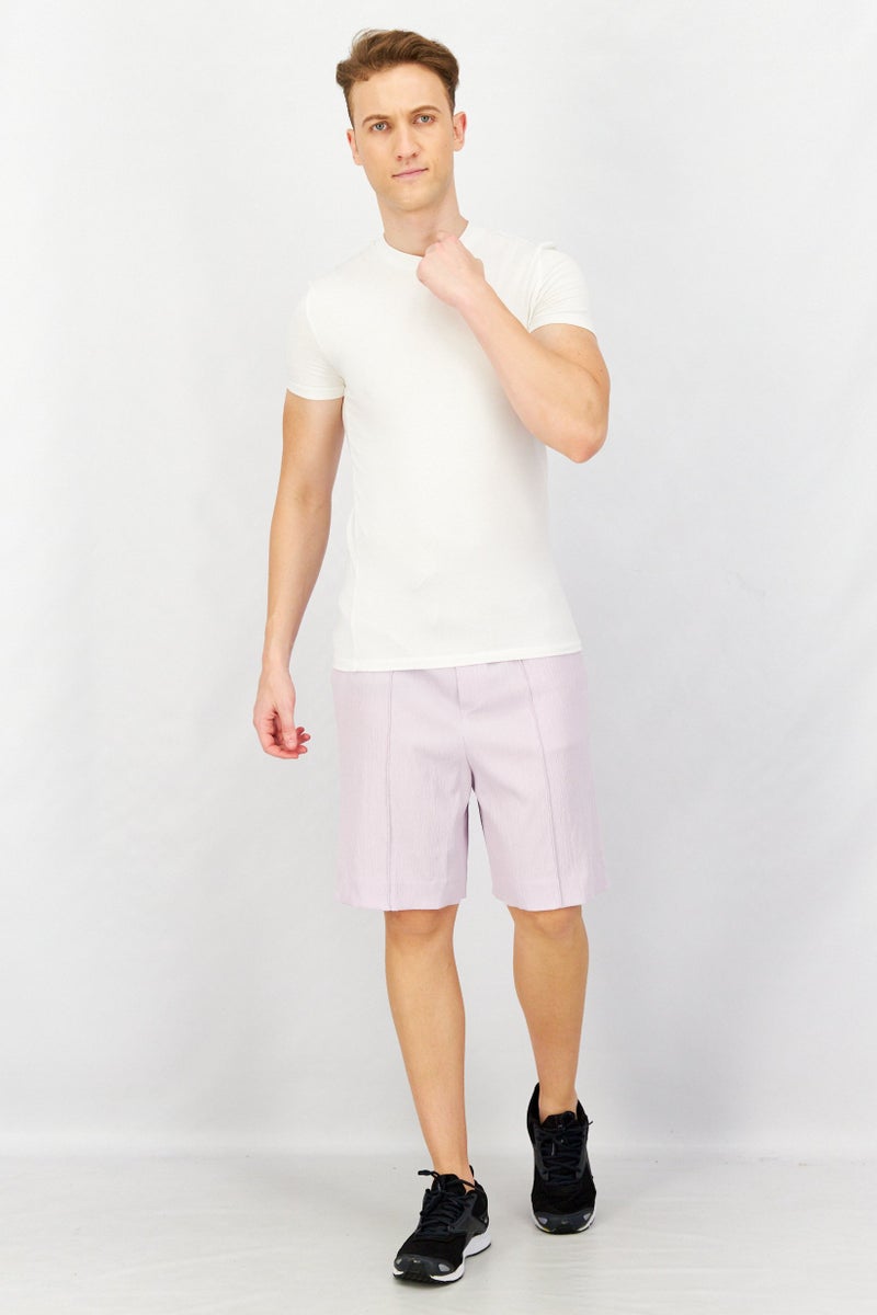 Asos Design Men Textured Basic Shorts, Lavender - Image 3