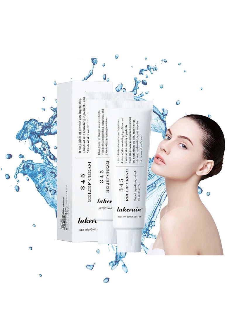 lakerain 345 Relief Cream, Skin Barrier Repair Cream, Soothing Face Moisturiser Cream, Repairing Face Cream for Acne Prone Skin, 345 Cream Skincare for All Type Skin, 50ml (Packaging May Vary) - Image 2