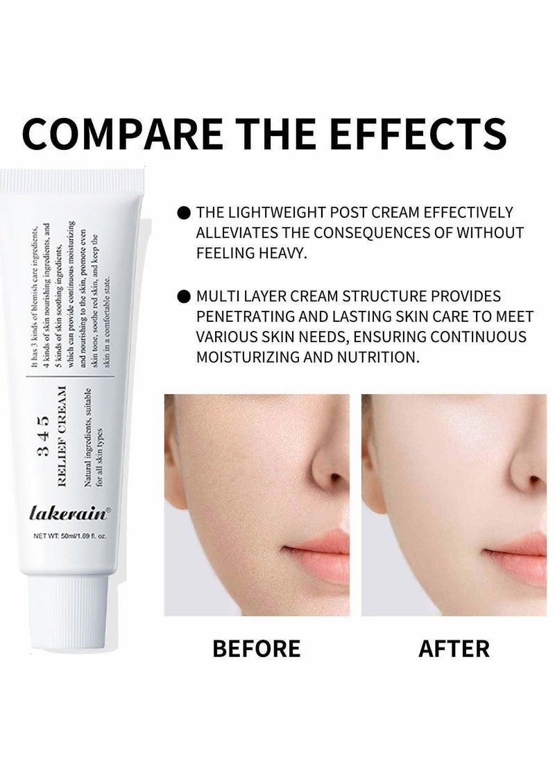 lakerain 345 Relief Cream, Skin Barrier Repair Cream, Soothing Face Moisturiser Cream, Repairing Face Cream for Acne Prone Skin, 345 Cream Skincare for All Type Skin, 50ml (Packaging May Vary) - Image 4