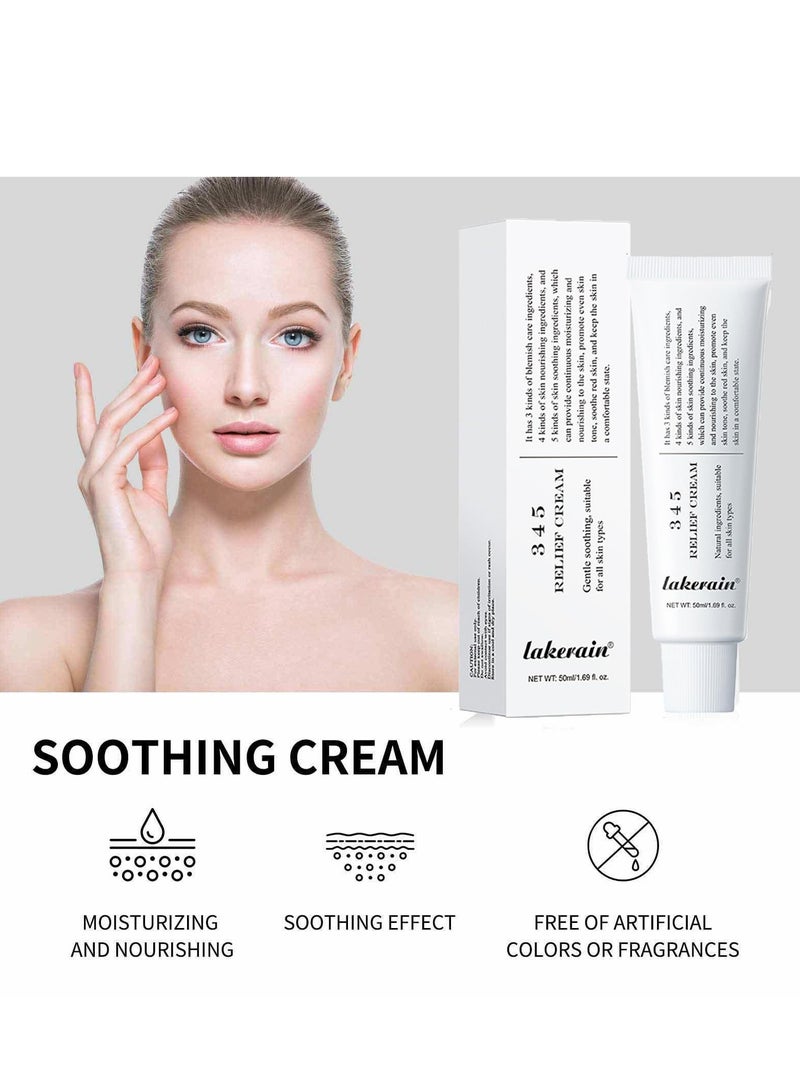 lakerain 345 Relief Cream, Skin Barrier Repair Cream, Soothing Face Moisturiser Cream, Repairing Face Cream for Acne Prone Skin, 345 Cream Skincare for All Type Skin, 50ml (Packaging May Vary) - Image 3