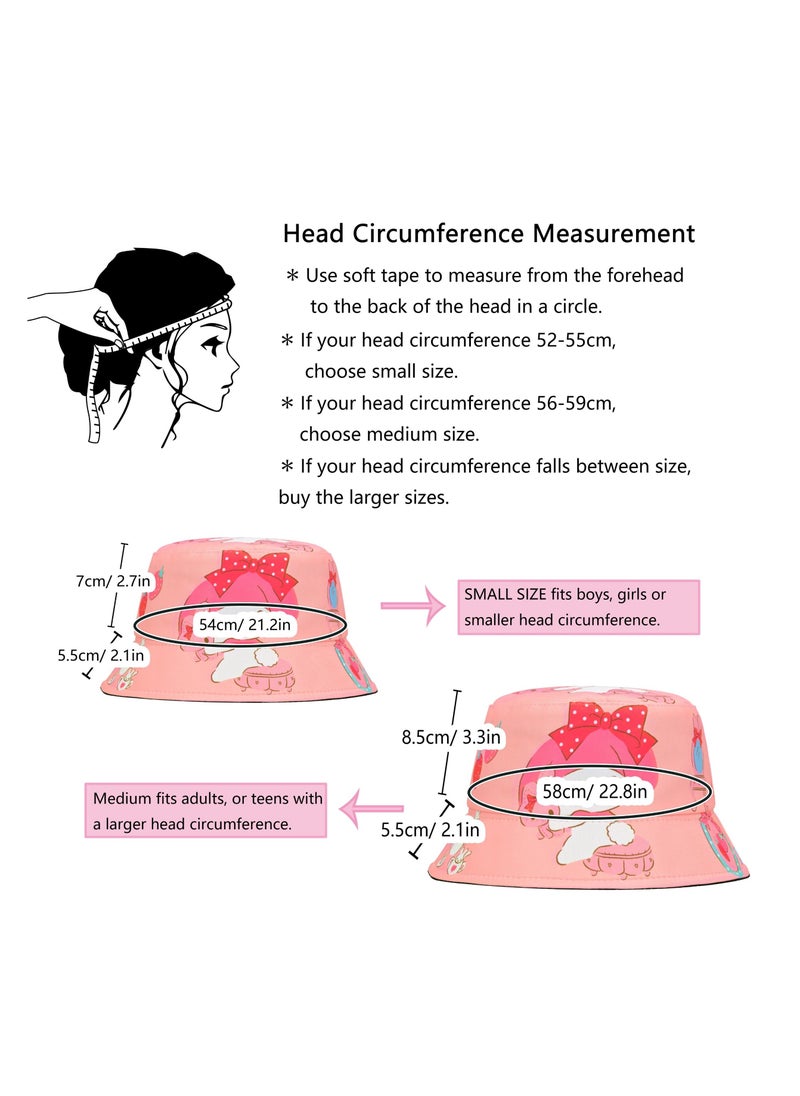 SYOSI - Anime Unisex Cartoon Bucket Hat, Reversible Double Side Wear Sun Hat Packable Beach Hat Cute Kawaii Cartoon Print Bucket Hat Fisherman Fishing Sun Cap for Adult Women Men Girl Boy Unisex - Image 1