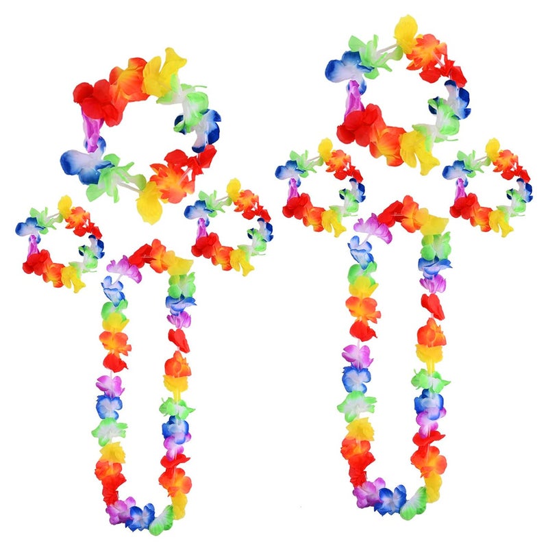 TIPTOP DECORATION TIPTOP DECORATION Premium Luau Hawaiian Leis Flower Garland Necklace Headband Bracelets (Sets of 8 Pieces) (Authentic) - Image 1