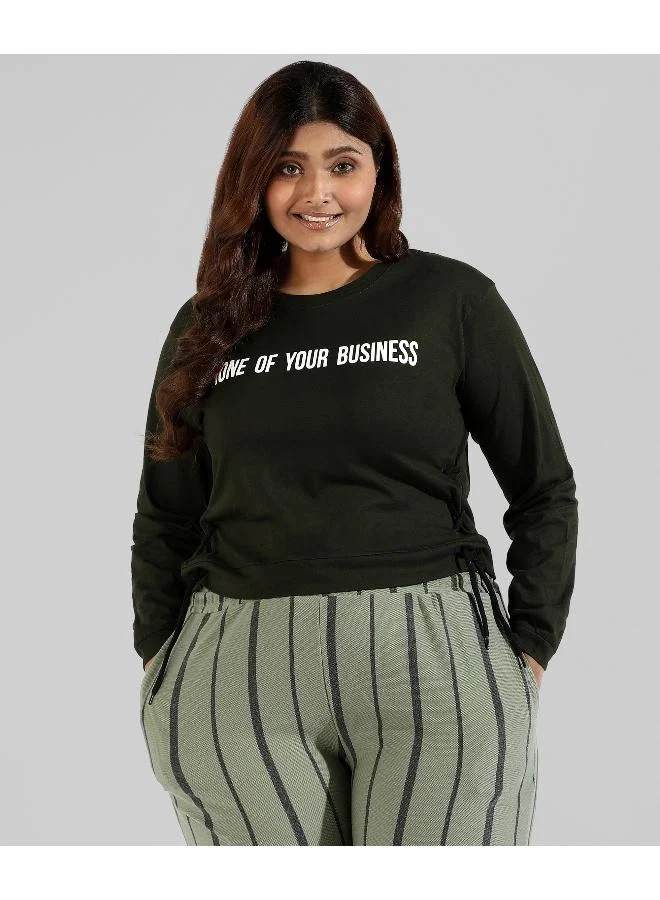 Instafab Plus Women's Forest Green None Of Your Business Top