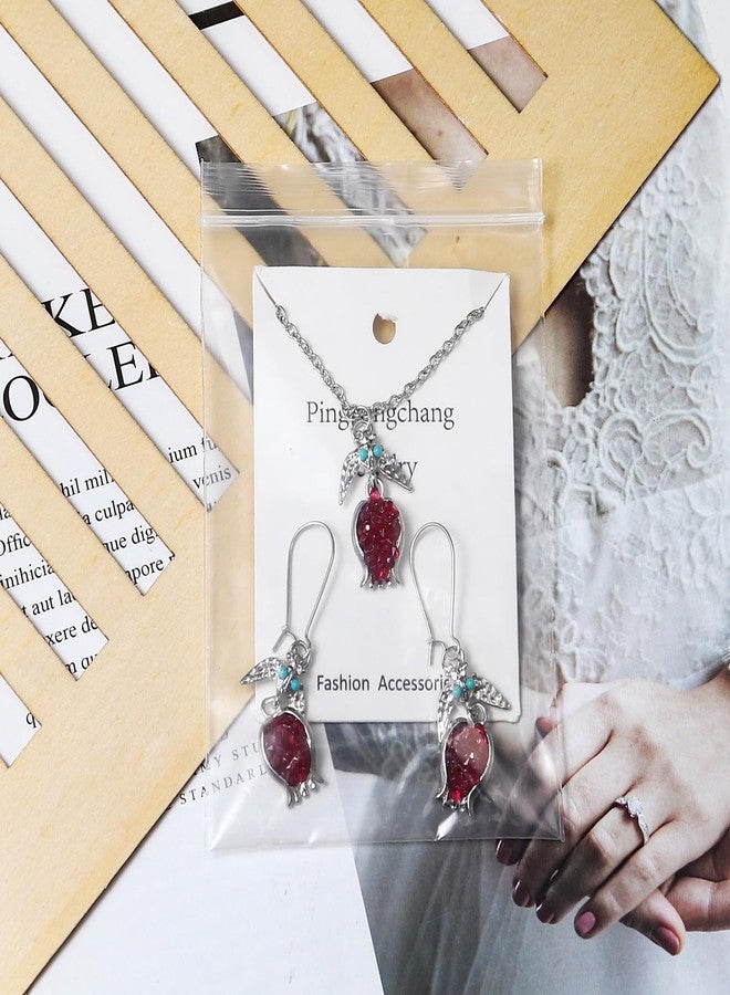 طقم مجوهرات بينغيونغ تشانغ اللطيف على شكل رمان، قلادة وأقراط، مجوهرات فاكهة كريستالية بنفسجية، أقراط متدلية على شكل حشرة للنساء - فضي - Image 4