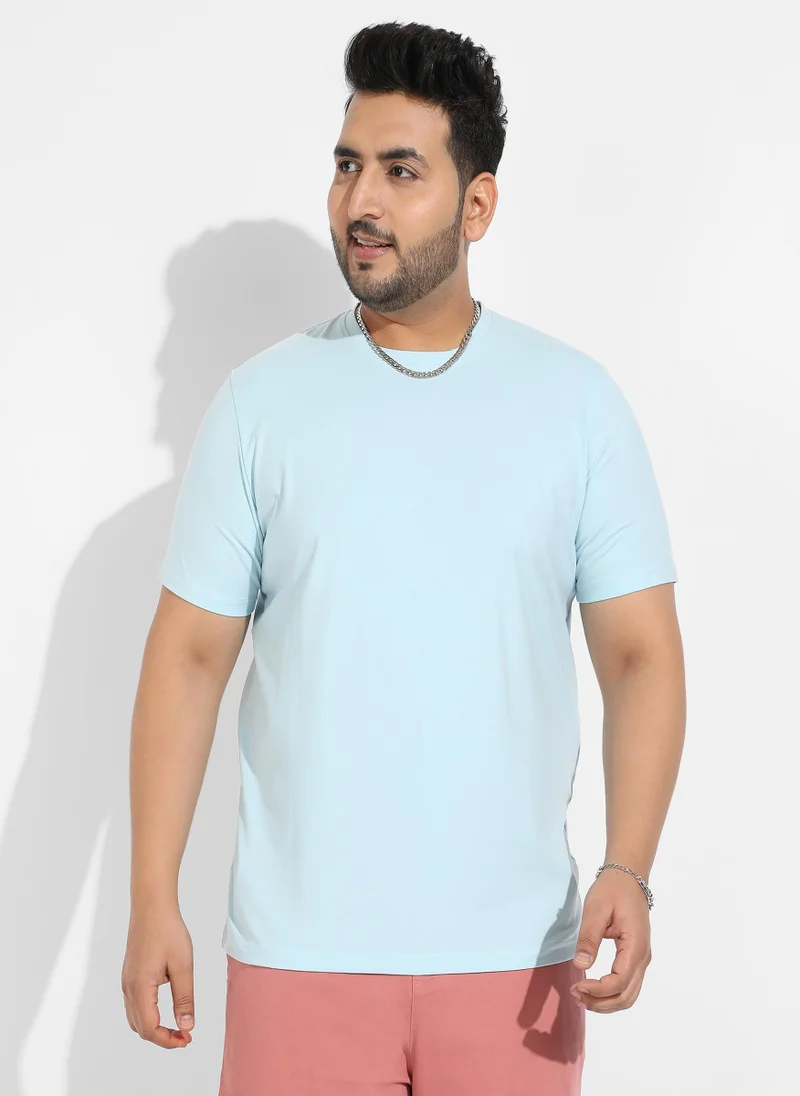 Instafab Plus Instafab Plus Men's Icy Blue Basic Regular Fit T-Shirt