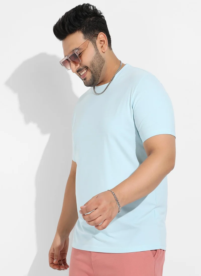 انستافاب بلس تيشيرت رجالي أزرق جليدي بقصة عادية من إنستافاب بلس