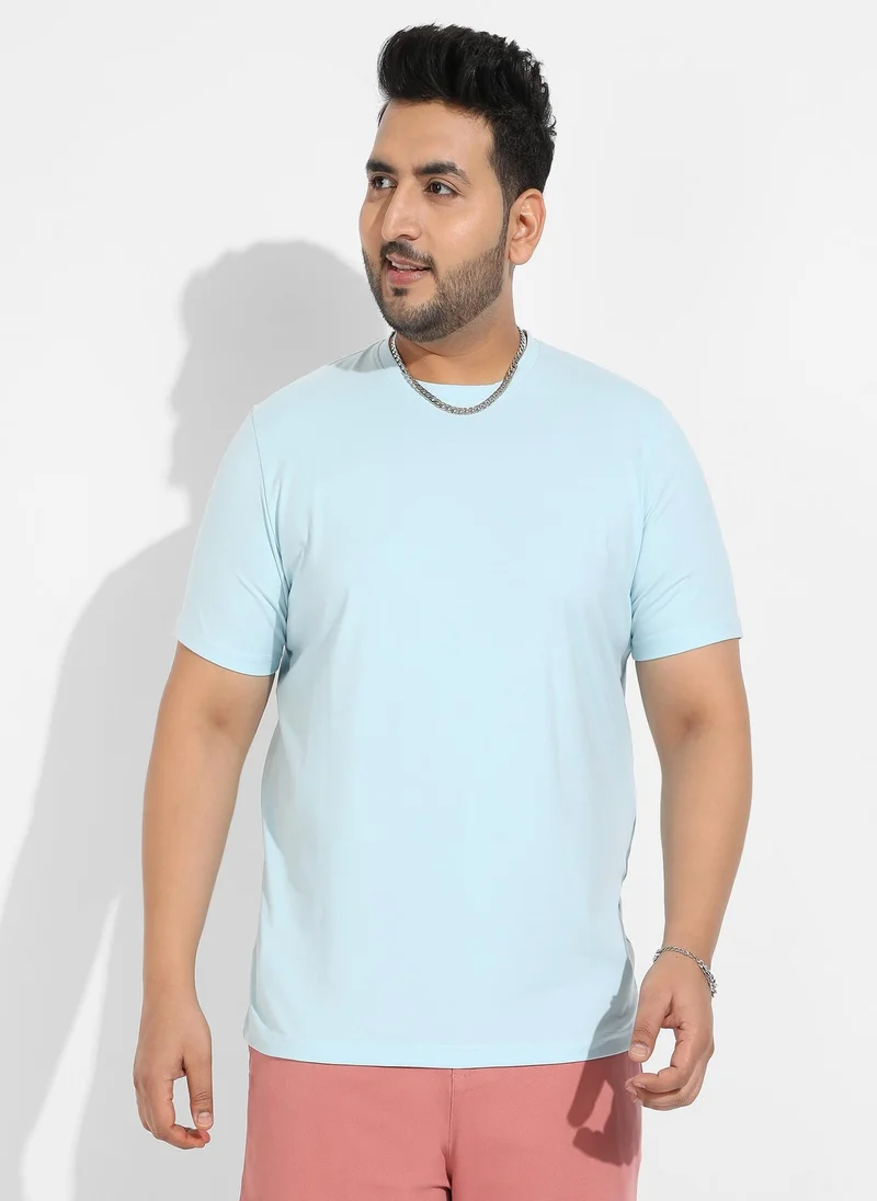 Instafab Plus Men's Icy Blue Basic Regular Fit T-Shirt