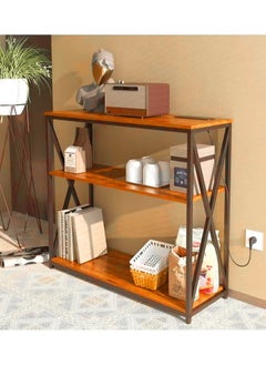 Adjustable Console Table with Charging Station, Entryway Table, Coffee Corner with Storage Shelf and Power Outlet Entryway Table for Couch Hallway Entrance Living Room