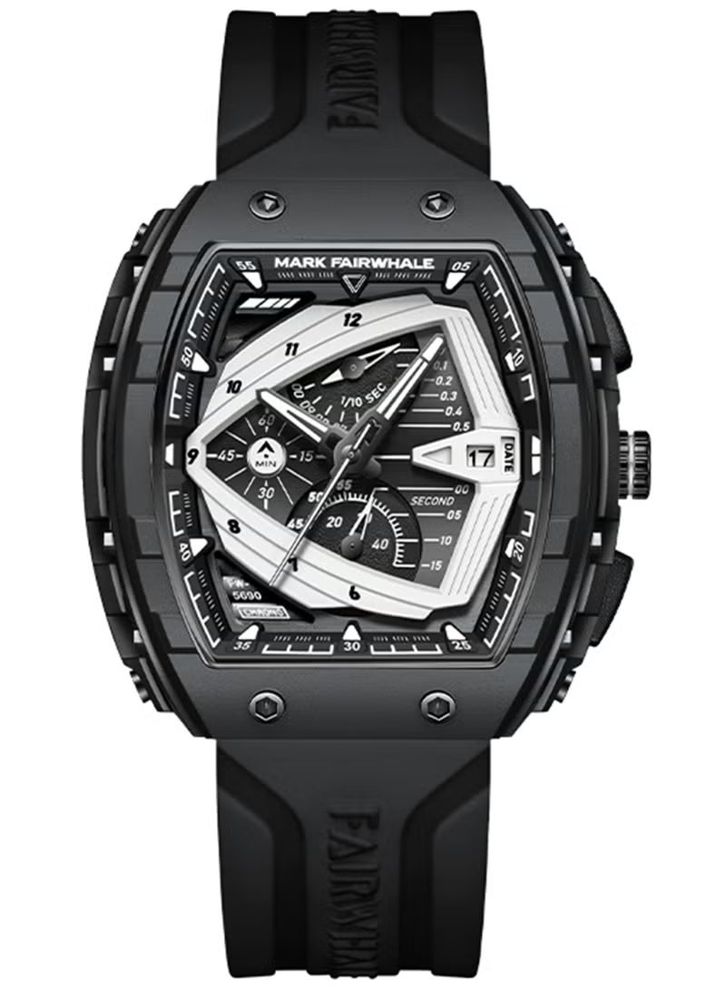 مارك وارفيلد الرجل الجديد ساعات رجالية، كوارتز، شريط راتنج فاخر مقاوم للماء، ساعات رياضية، ساعات مقاومة للماء للرجال، ساعات سوداء للرجال، ساعات أوتوماتيكية للرجال، كرونوغرافات، رجال - Image 1