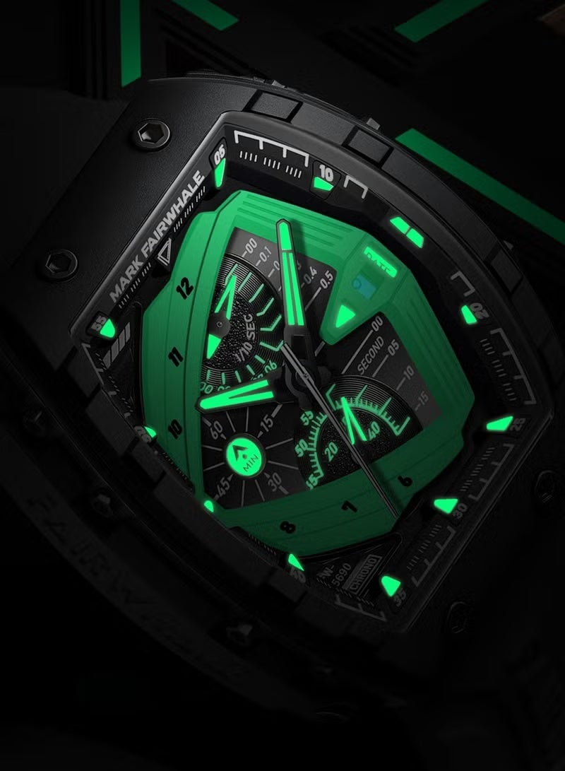 مارك وارفيلد الرجل الجديد ساعات رجالية، كوارتز، شريط راتنج فاخر مقاوم للماء، ساعات رياضية، ساعات مقاومة للماء للرجال، ساعات سوداء للرجال، ساعات أوتوماتيكية للرجال، كرونوغرافات، رجال - Image 3