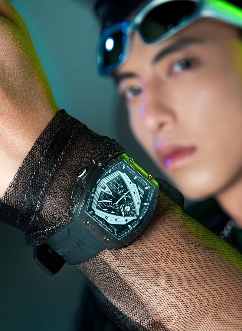 مارك وارفيلد الرجل الجديد ساعات رجالية، كوارتز، شريط راتنج فاخر مقاوم للماء، ساعات رياضية، ساعات مقاومة للماء للرجال، ساعات سوداء للرجال، ساعات أوتوماتيكية للرجال، كرونوغرافات، رجال - Image 4