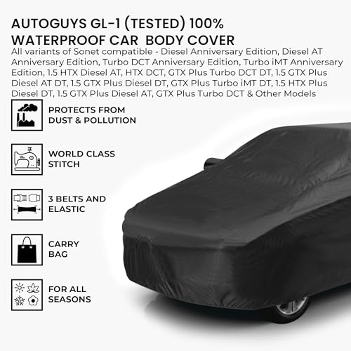 AutoGuys Car Cover Waterproof GL-I for Kia Sonet [Year 2020 Onwards] - Sonet Car Cover Dust & UV Protection Sonet Car Body Cover with Mirror Pocket Soft Cotton Lining - Image 3