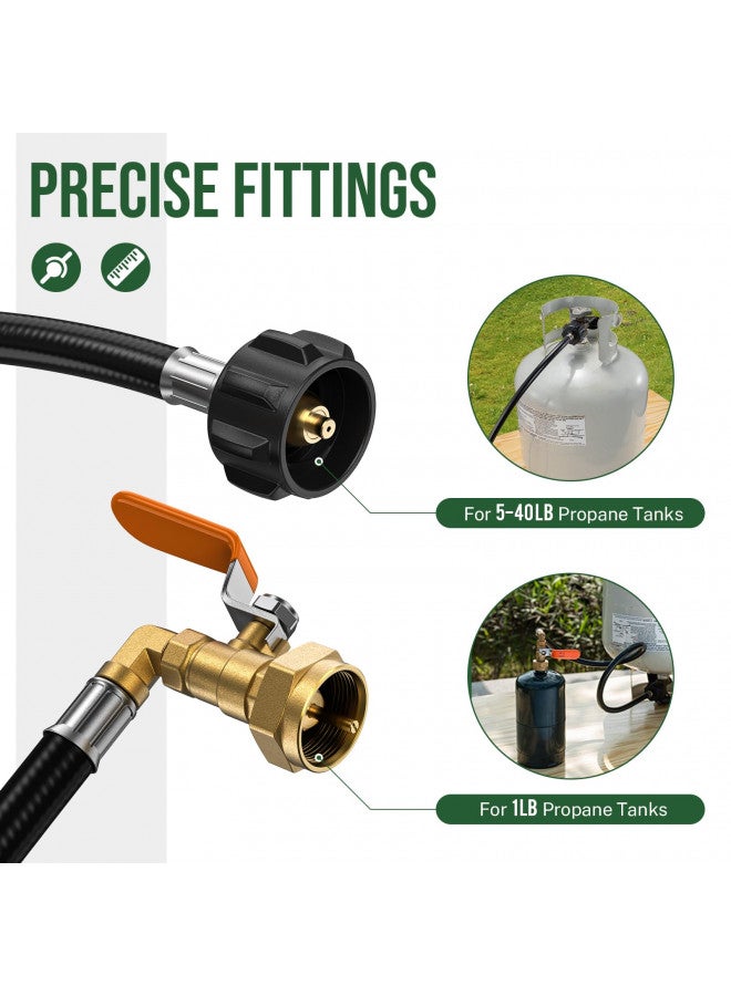 Alloxity محول إعادة تعبئة البروبان Alloxity لأسطوانات 1 رطل، خرطوم محول إعادة تعبئة البروبان بطول 3 أقدام، محول إعادة تعبئة أسطوانة البروبان 1 رطل المتين، محول إعادة تعبئة أسطوانة البروبان 1 رطل، محول إعادة تعبئة زجاجة البروبان - Image 3