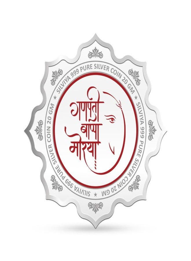 Silviya BIS Hallmarked Ganpati Bappa Morya 999 Pure Silver Coin (20g) Lotus Shape: Ganesh Chaturthi - Hindu God of Wisdom - Puja Offering - Festival Celebration - Image 3
