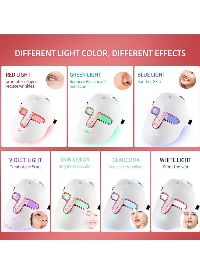 Cordless 7 Color LED Face Light Therapy Mask Beauty Skin Rejuvenation Photon Device for Skin Rejuvenation Anti Aging Removal Wrinkles Shrink Pores Fine Lines Skin Tightening - Image 4