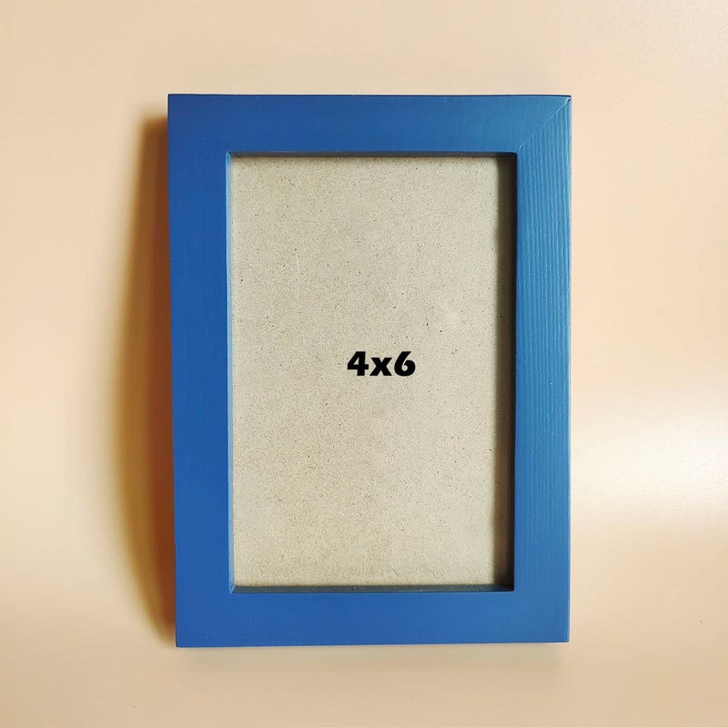 KELE MODEL 4x6 Picture Frames Blue Solid Wood Frame  Plastic Panel (Film Needs to be Removed) Table or Wall.Front Window Opening 3.5x5.5 inch. - Image 1