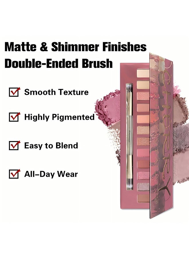 FROMST  Cherry Eyeshadow Palatte,12 Colors Makeup Smoky Eyeshadow Palette Natural Nude Matte Shimmer Glitter Pigment Eye Shadow Pallete Set Black Eye Shadow Halloween Make Up for Women,#D Cherry - Image 3