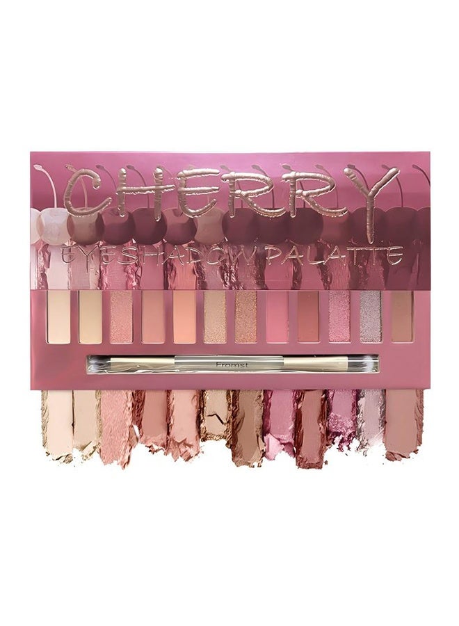 FROMST  Cherry Eyeshadow Palatte,12 Colors Makeup Smoky Eyeshadow Palette Natural Nude Matte Shimmer Glitter Pigment Eye Shadow Pallete Set Black Eye Shadow Halloween Make Up for Women,#D Cherry - Image 2