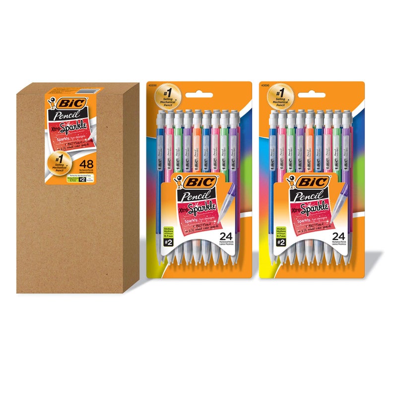 BIC Xtra-Sparkle Mechanical Pencil, Medium Point (0.7mm), Fun Design With Colorful Barrel, 48-Count - Image 1
