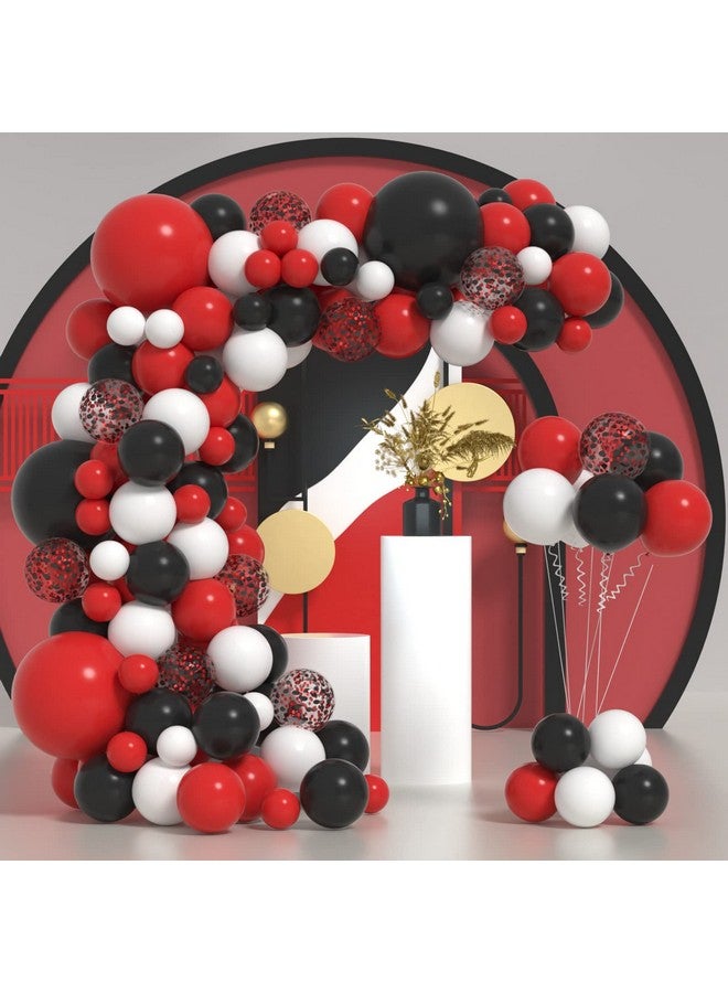 Janinus Red And Black Balloons Arch Kit 18Inch 12Inch 5Inch Red Black And White Balloons Garland Black And Red Party Decorations For Bbq Baby Shower Halloween Graduation Casino Car Theme Party - Image 1