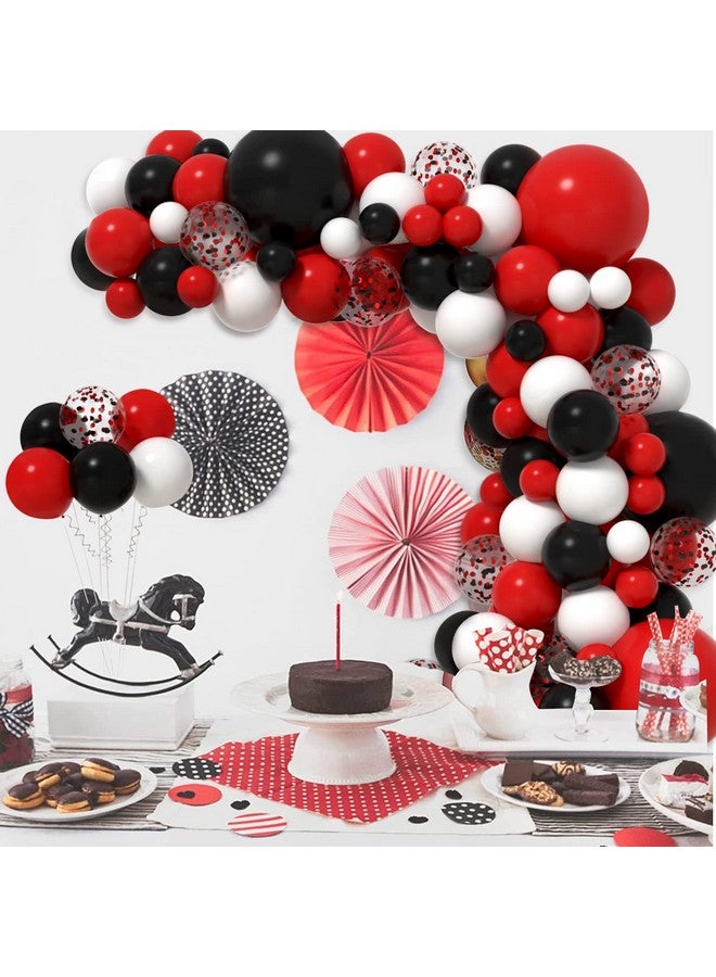 Janinus Red And Black Balloons Arch Kit 18Inch 12Inch 5Inch Red Black And White Balloons Garland Black And Red Party Decorations For Bbq Baby Shower Halloween Graduation Casino Car Theme Party - Image 5