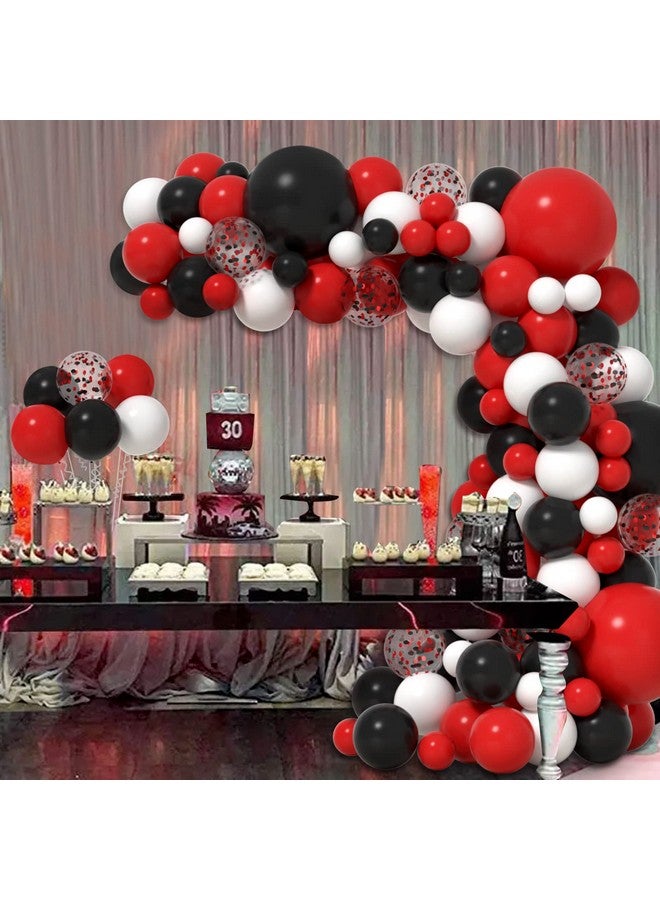 Janinus Red And Black Balloons Arch Kit 18Inch 12Inch 5Inch Red Black And White Balloons Garland Black And Red Party Decorations For Bbq Baby Shower Halloween Graduation Casino Car Theme Party - Image 2