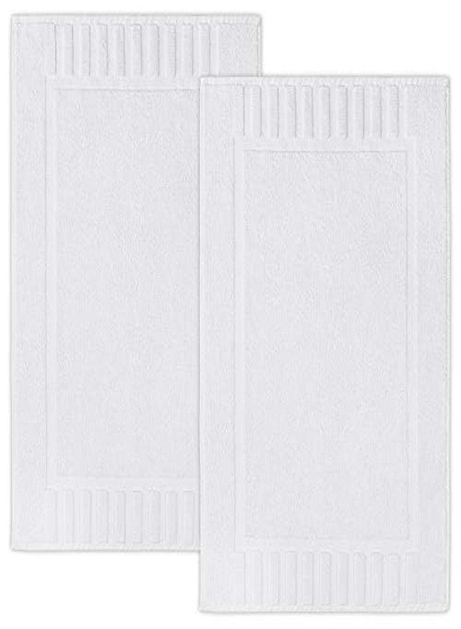 White Classic مجموعة من 6 حصائر حمام فاخرة كلاسيكية بيضاء - 22x34 بوصة، مصنوعة من القطن الممتص، حصائر فندق سبا للاستحمام/البانيو - Image 1