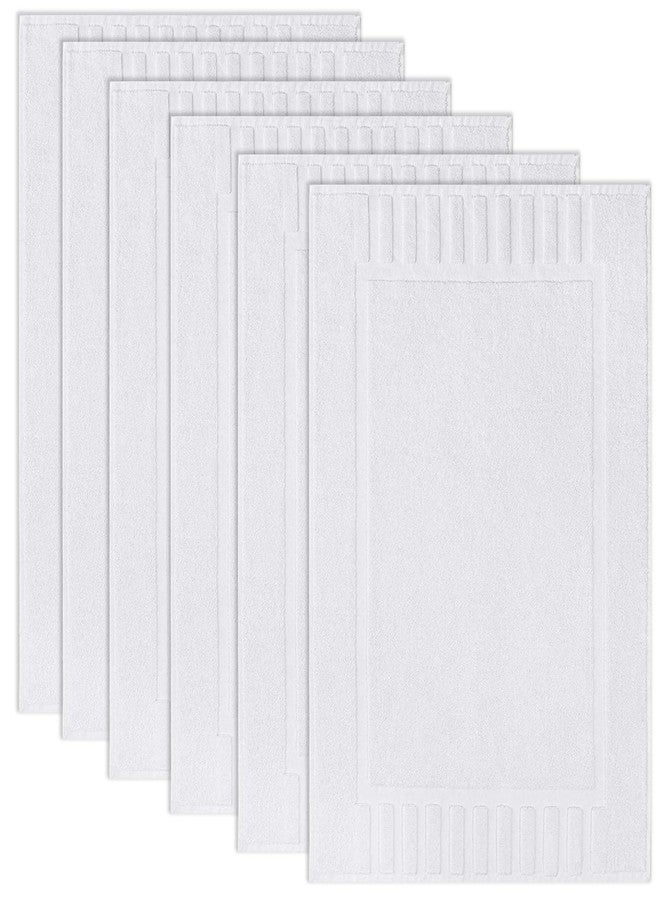 White Classic مجموعة من 6 حصائر حمام فاخرة كلاسيكية بيضاء - 22x34 بوصة، مصنوعة من القطن الممتص، حصائر فندق سبا للاستحمام/البانيو - Image 2