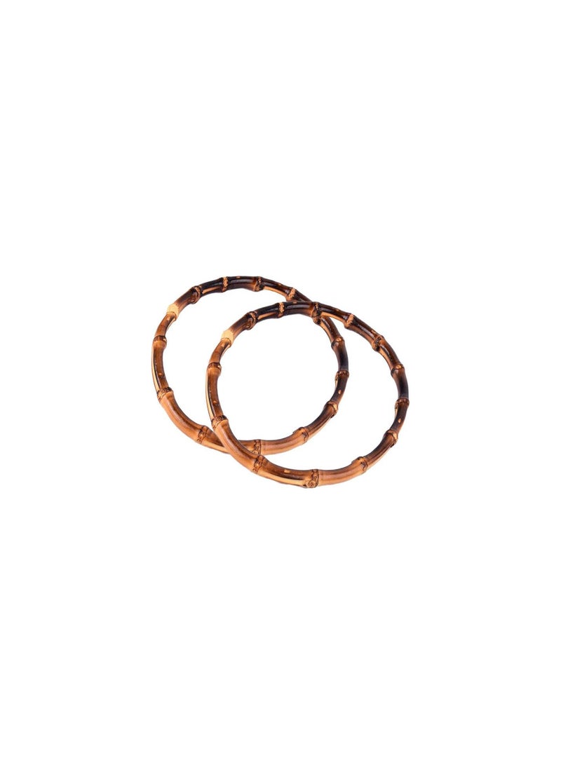 GGOOT Bamboo Bag Handle Wooden Purse Frame Handles Replacement Bamboo Round Circle for DIY Bag Making Supplies 2pcs  - Image 1