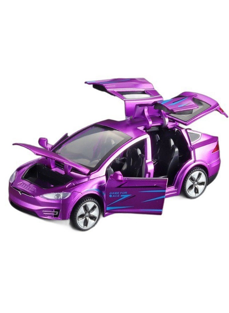 إسكدنيا لعبة سيارة تيسلا X90 نموذج سيارة مع صوت وإضاءة قابلة للسحب هدية للأطفال (أرجواني) - Image 1