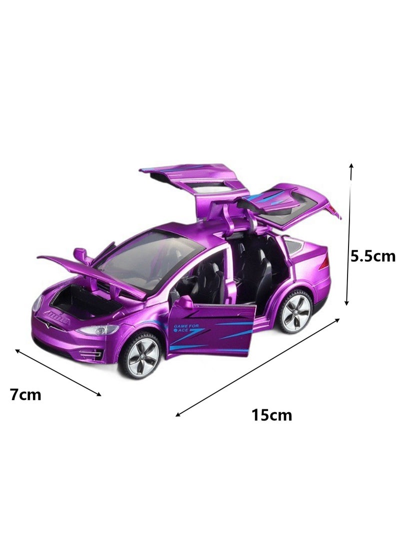 إسكدنيا لعبة سيارة تيسلا X90 نموذج سيارة مع صوت وإضاءة قابلة للسحب هدية للأطفال (أرجواني) - Image 2