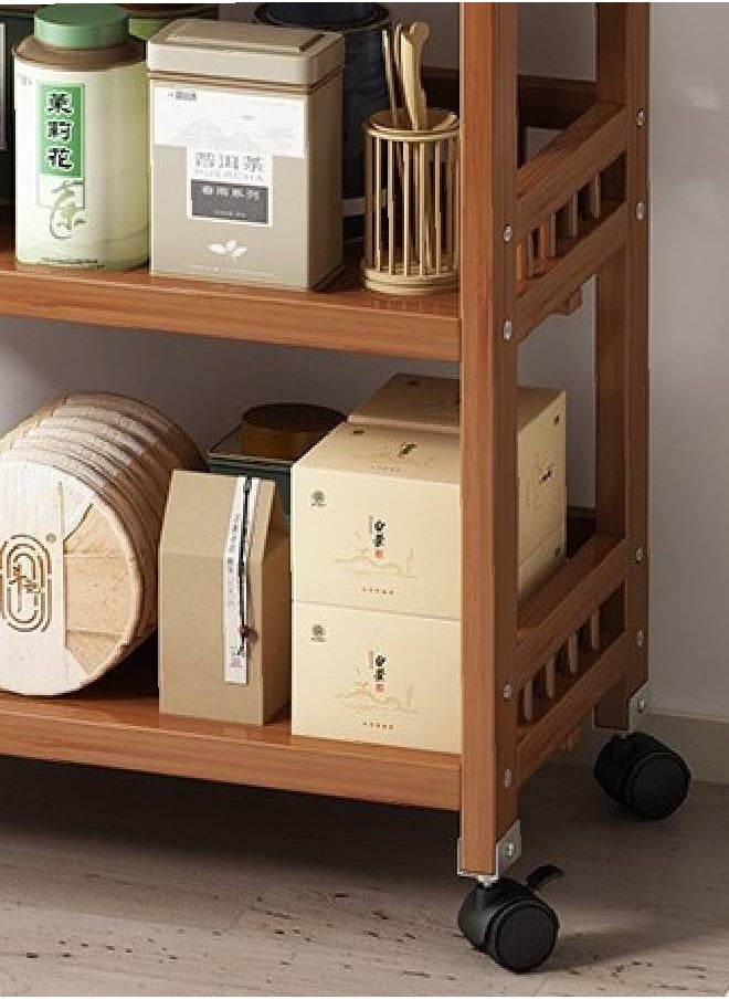 keke Wooden 3 Tier Rolling Storage Cart with Drawer & Cabinet Multi Purpose Organizer for Home & Kitchen Size 60cm 29cm 83cm  - Image 2