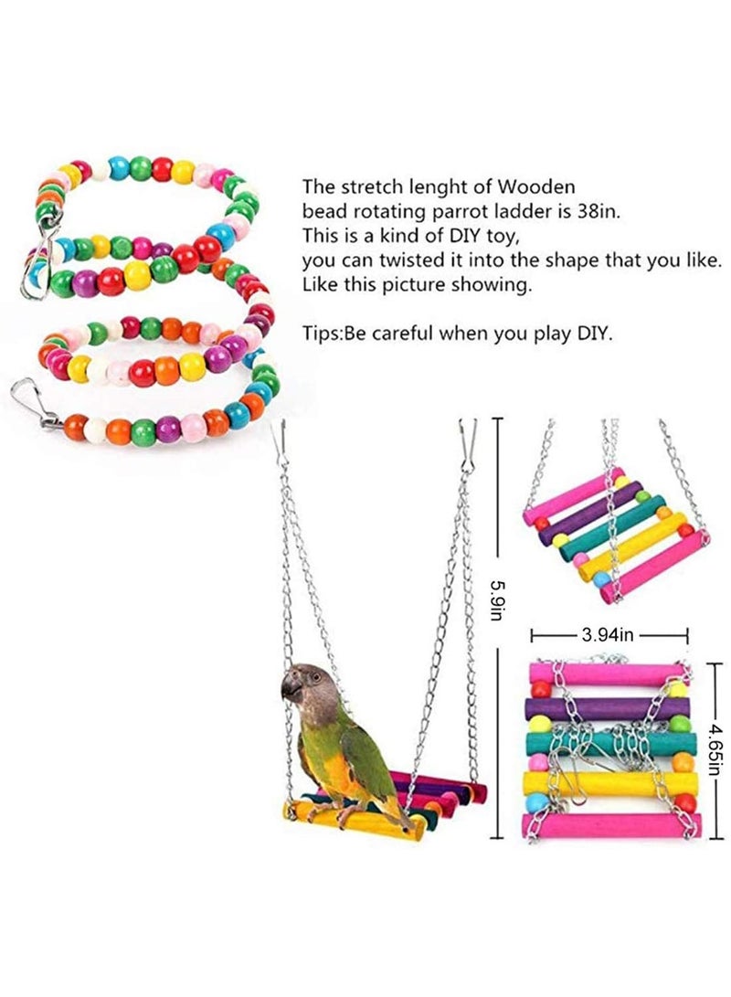دايتويز ٧ عبوات من ألعاب مضغ أرجوحة الطيور - ألعاب جرس أرجوحة الببغاء مناسبة للببغاوات الصغيرة، والكوكاتيل، والكونيور، والعصافير، والبادجي، والمكاو، والببغاوات، وطيور الحب. - Image 4