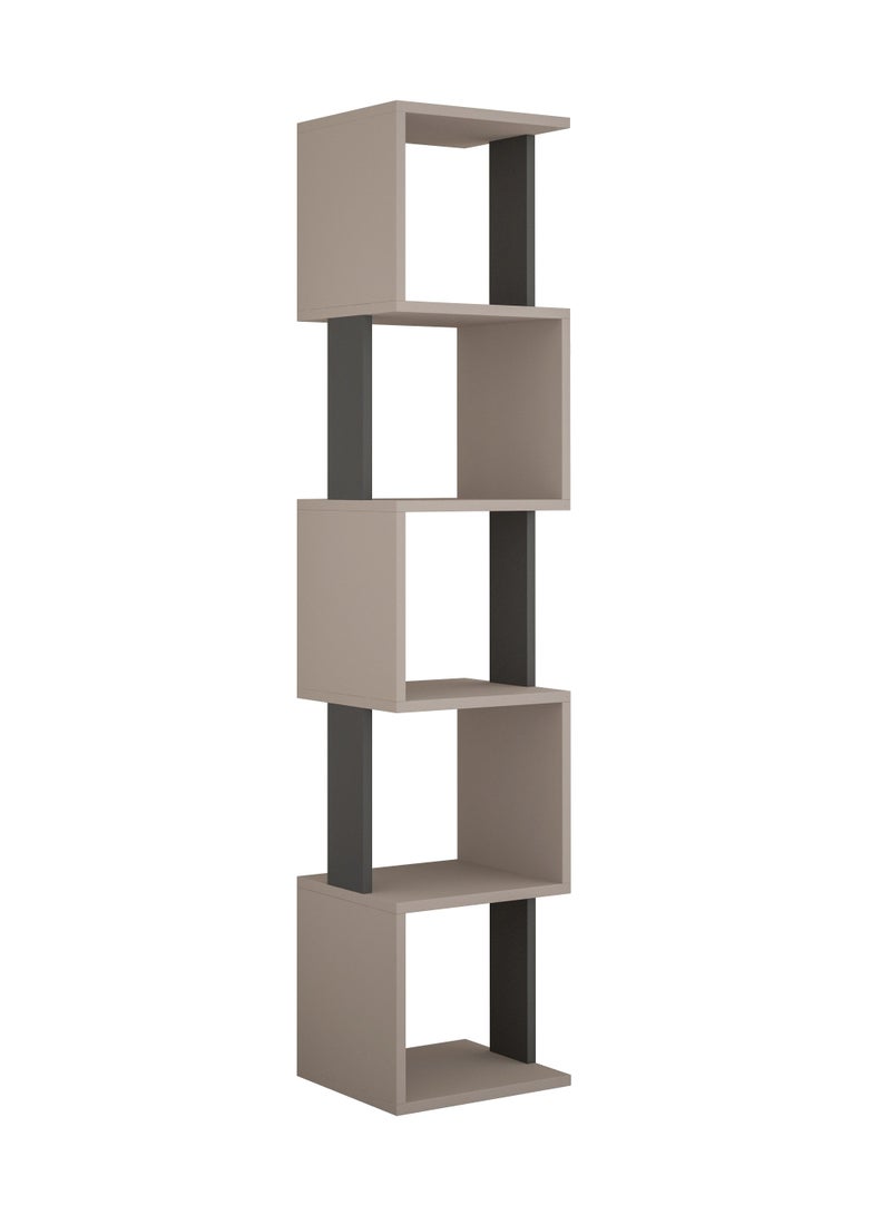 موراه مكتبة زاوية بيري من موراه هوم، خزانة كتب عصرية بستة رفوف، رف كتب متعدد التخزين، وحدة عرض لغرفة النوم، غرفة المعيشة - 30×161×35 سم - لون موكا فاتح/رمادي غامق - Image 2