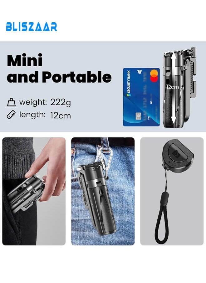 Bliszaar Mini Selfie Stick Tripod with Detachable Remote, 3 in 1 Portable Phone Handle Grip with 2 Cold Shoes, Short Phone Tripod for Vlog Livestreaming Photography (Black)  - Image 4