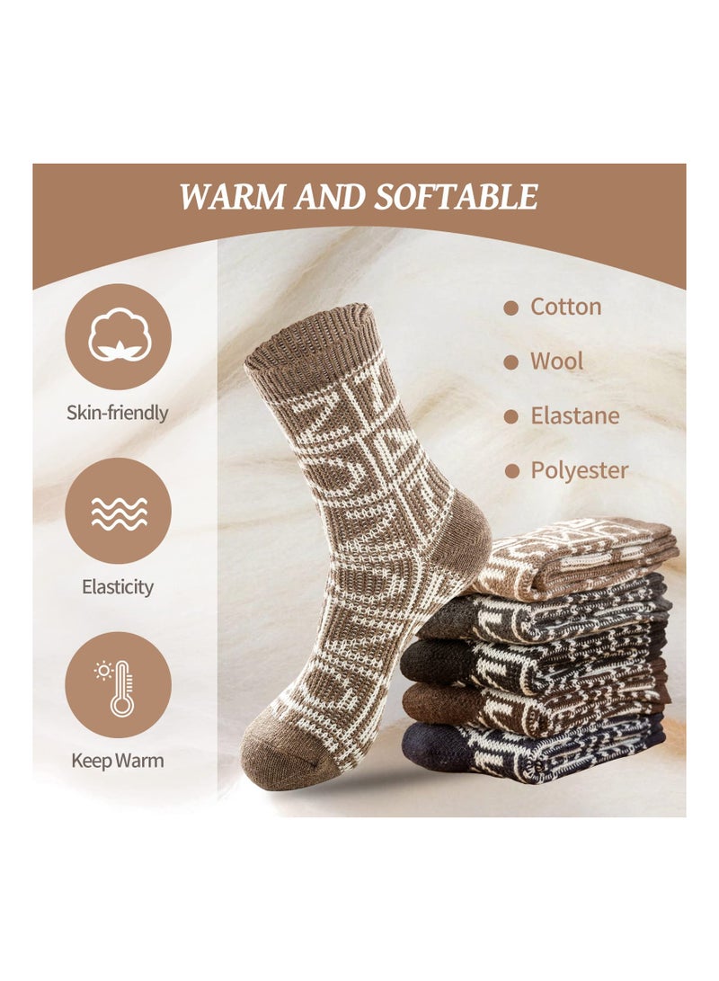 Men's Thermal Socks, 5 Pairs Thick Cotton Thermal Socks Men's Winter Soft Walking Hiking Socks Men's Heavyweight Comfort Boot Socks for Cold Weather UK 5-10 - Image 2