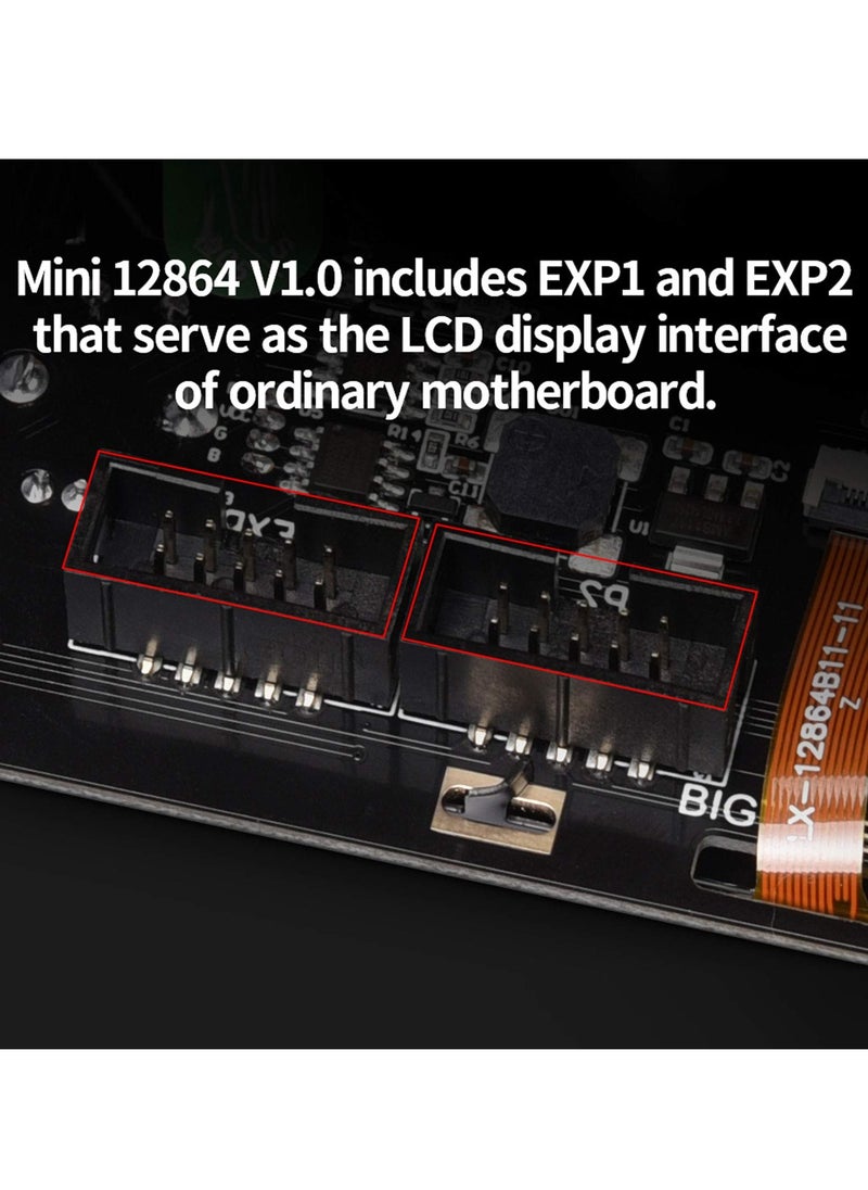 Generic - LCD Graphic Smart Display Control Board & Cable Kit for 3D Printers - Mini12864 V2.0, Compatible with Ender-3, VORON 2.4, Prusa-i3, RAMPS 1.4, RepRap, Mendel, Prusa, Arduino - Image 1