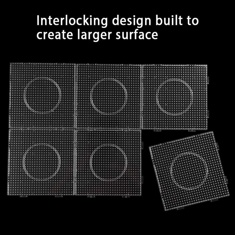 EGOSKY Fuse Bead Boards, 6Pcs 5mm Large Square Clear Plastic Beads Pegboards with 2Pcs Beads Tweezers and 6Pcs Lroning Paper for Kids Craft Beads - Image 3