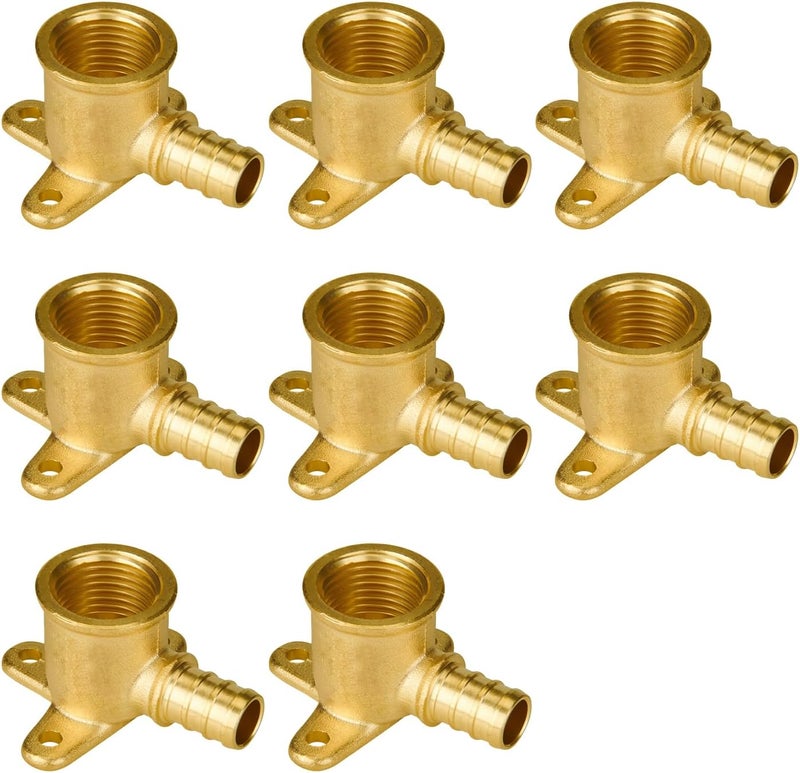 SUNGATOR 8-Pack Pex Drop Ear Elbow 1/2", No Lead Brass Fittings, UPC Certified, ASTM F1807 - Image 1