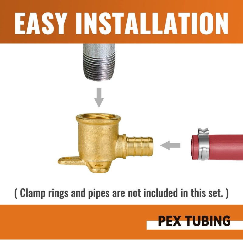 SUNGATOR 8-Pack Pex Drop Ear Elbow 1/2", No Lead Brass Fittings, UPC Certified, ASTM F1807 - Image 4