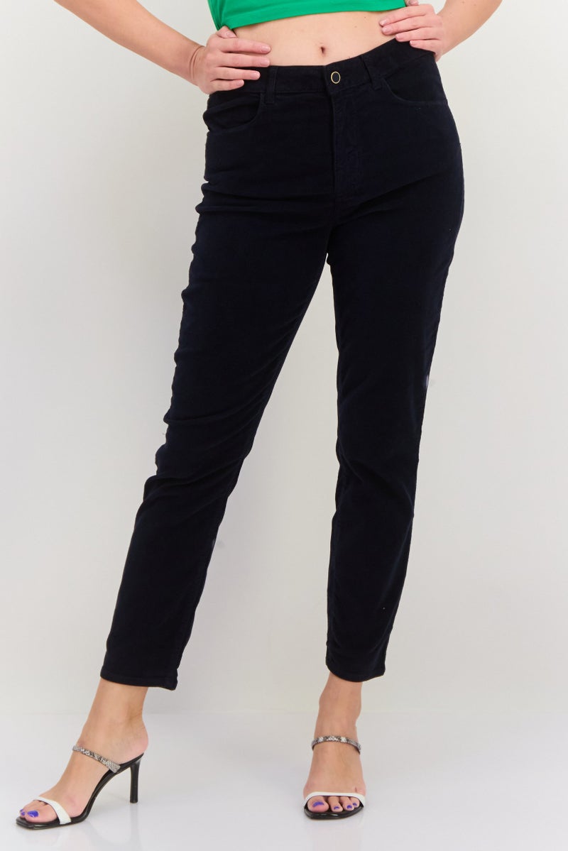 GANT Women Slim Fit Corduroy Stretchable Jeans, Dark Navy - Image 1