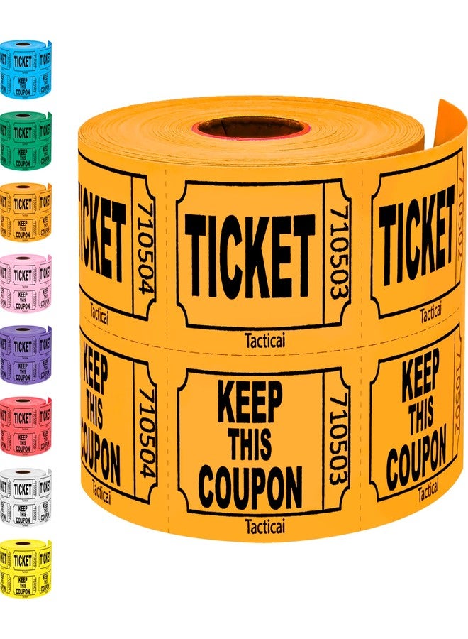 Tacticai 500 Raffle Tickets, Orange (1 of 8 Colors), Double Roll, Ticket for Events, Entry, Class Reward, Fundraiser & Prizes - Image 1