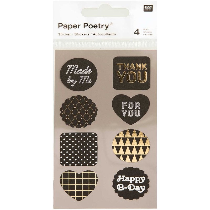 RICO DESIGN Sticker Labels - Metallic Black