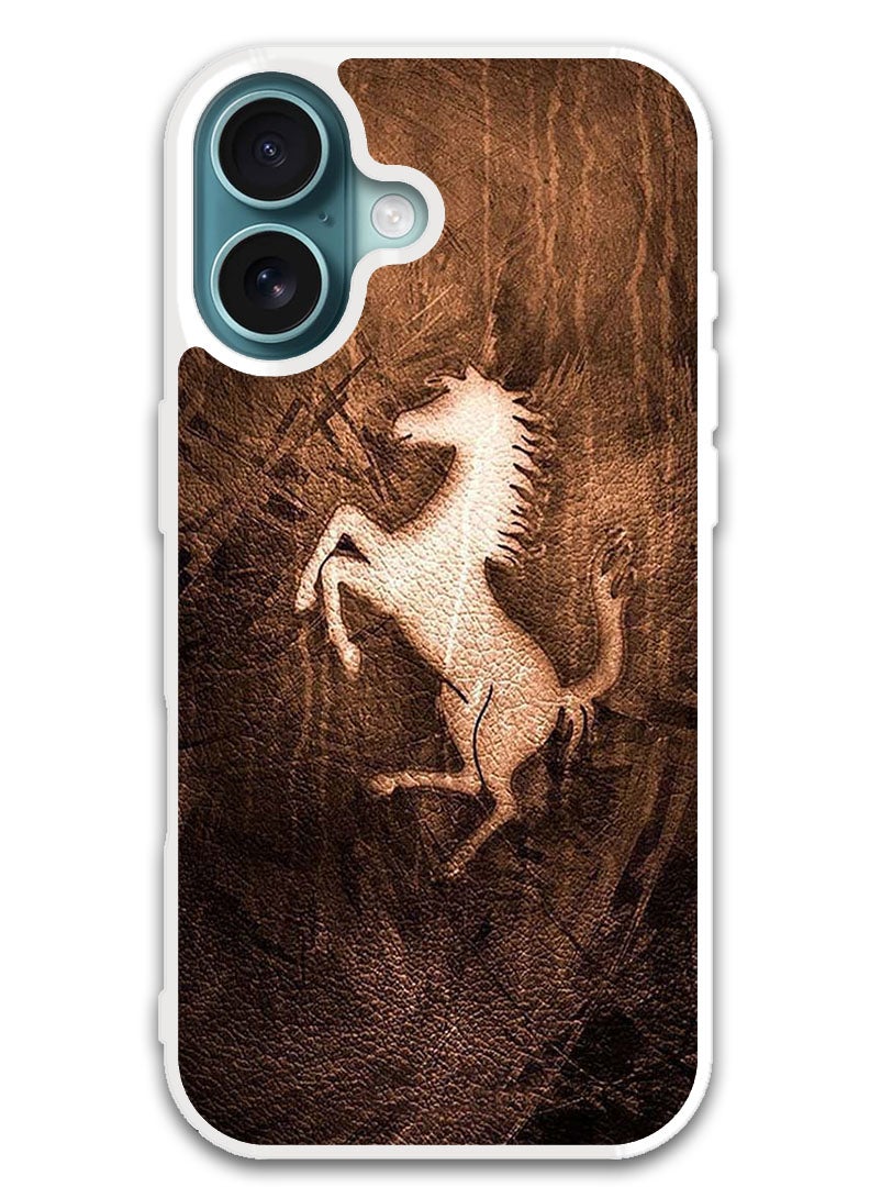 Theodor Protective Case Cover For APPLE IPHONE 16 Plus Leather Horse (White Bumper) - Image 1