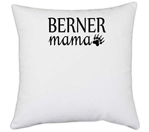UDNAG White Polyester Dogs Mom Berner Mama Pillow Cover 16 Inch X 16 Inch