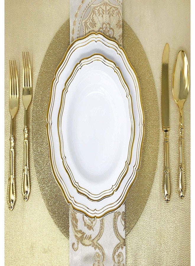 Decor Decorline مجموعة ديكورلاين الأنيقة من الأريستوقراطيين أطباق عشاء بيضاء/ذهبية - 10" (عبوة من 10) - جودة ممتازة - مثالية للمناسبات الخاصة والتجمعات المنزلية - Image 5