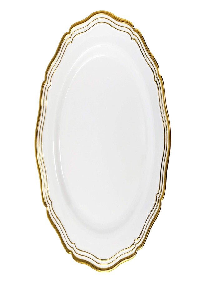 Decor Decorline مجموعة ديكورلاين الأنيقة من الأريستوقراطيين أطباق عشاء بيضاء/ذهبية - 10" (عبوة من 10) - جودة ممتازة - مثالية للمناسبات الخاصة والتجمعات المنزلية - Image 1