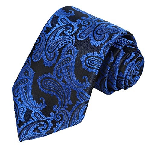 KissTies Mens Extra Long Tie Set: Navy Blue Paisley Necktie + Hanky + Gift Box (63'' XL) - Image 4